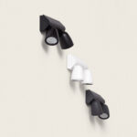 Applique murale extérieure double spot LED orientable en aluminium, finitions noir et blanc