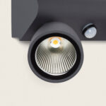 Applique murale extérieure LED gris foncé en aluminium avec spot orientable et détecteur PIR