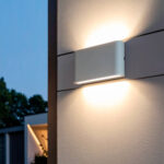 Applique murale extérieure rectangulaire blanche LED double face éclairage haut et bas