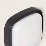 Applique murale extérieure carrée noire à diffuseur blanc opalin
