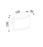 Applique murale extérieure LED noire, forme rectangulaire à façade bombée, fixation murale