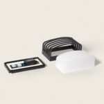 Applique murale extérieure démontée boîtier noir rectangulaire avec diffuseur blanc opalin et platine électronique