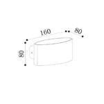 Applique murale rectangulaire incurvée, dimensions 160×80×80 mm