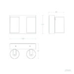 Applique murale double spot anthracite en aluminium, boîtier rectangulaire et deux têtes circulaires