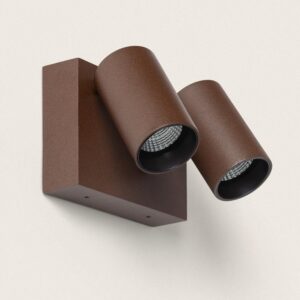 Applique Murale Extérieure LED 18W Aluminium CCT Sélectionnable Deux Spots Kuriya Rouille