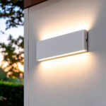 Applique murale extérieure rectangulaire blanche en aluminium, LED double face up et down, blanc chaud