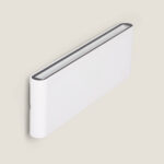 Applique murale extérieure LED rectangulaire blanche en aluminium, éclairage double face haut et bas