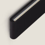 Applique murale LED noire en aluminium rectangulaire à profil arrondi, bande LED apparente, montage mural