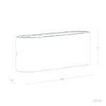 Applique murale rectangulaire à éclairage bidirectionnel, profil arrondi, dimensions 200 × 90 × 30 mm