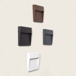 Applique murale extérieure carrée à finition mate, couleurs noir, gris, blanc et brun