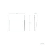 Applique murale extérieure en saillie carrée, profil incliné, dimensions indiquées 100×160×29 mm