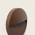 Applique murale extérieure ronde brun finition texturée, montage en saillie