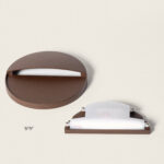 Applique murale extérieure ronde brun, diffuseur blanc, finition métallique, montage en saillie