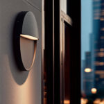 Applique murale ronde gris foncé en saillie avec ouverture lumineuse horizontale