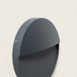 Applique murale ronde gris foncé en saillie, finition mate, ouverture inférieure pour éclairage dirigé