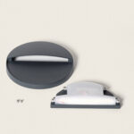 Applique murale extérieure ronde gris foncé, diffuseur blanc opaque, montage en saillie