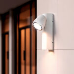 Applique murale extérieure blanche en aluminium, tête conique orientable, plaque murale rectangulaire