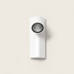 Applique murale extérieure blanche en aluminium avec spot LED circulaire orientable et corps rectangulaire