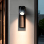 Applique murale extérieure noire en aluminium, tête orientable, éclairage dirigé vers le bas
