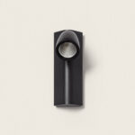 Applique murale extérieure LED noire en aluminium, tête cylindrique orientable sur platine rectangulaire