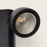 Applique murale LED noire en aluminium, tête cylindrique orientable avec réflecteur