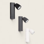 Applique murale extérieure en aluminium noir, gris foncé et blanc, spot orientable