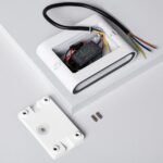 Applique murale extérieure blanche carrée aluminium, compartiment pour driver et câbles