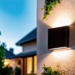 Applique murale extérieure noire carrée en aluminium, éclairage double face vers le haut et le bas