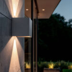 Applique murale extérieure carrée anthracite en aluminium, LED up-and-down blanc chaud