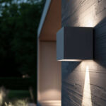 Applique murale extérieure cube anthracite en aluminium, éclairage double face haut et bas blanc neutre