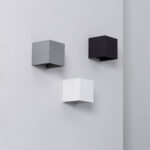 Applique murale double face en aluminium, cube, blanc gris anthracite, montée au mur
