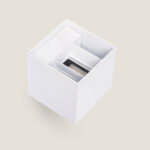 Applique murale cube blanche en aluminium, éclairage double face haut et bas, finition mate