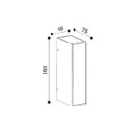 Applique murale rectangulaire verticale en aluminium, dimensions 165×45×75