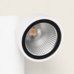 Applique murale blanche en aluminium, spot LED cylindrique orientable avec réflecteur argenté et anneau noir