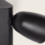 Applique murale extérieure noire en aluminium, tête orientable ovale et base murale rectangulaire