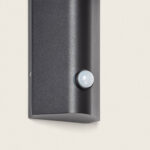 Applique murale extérieure noire en aluminium avec détecteur de mouvement rond visible