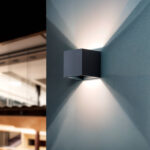 Applique murale carrée gris anthracite en aluminium, éclairage dirigé vers le haut et le bas