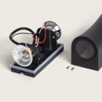 Applique murale LED noire en aluminium avec module LED COB apparent et boîtier de fixation