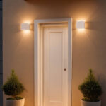 Applique murale blanche carrée double face, éclairage haut et bas pour extérieur