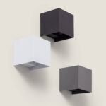 Applique murale cube noir, blanc et gris, finition mate, fixation murale