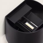 Applique murale extérieure noire cylindrique en métal, double éclairage LED haut et bas