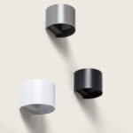 Applique murale cylindrique double éclairage haut et bas, finitions blanc, noir et argent, fixation murale