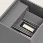 Applique murale extérieure grise rectangulaire à LED, double éclairage haut et bas avec lames anti-éblouissement