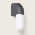Applique murale extérieure gris foncé à diffuseur cylindrique blanc