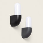 Applique murale extérieure noire en aluminium, corps demi-coque et diffuseur cylindrique blanc