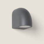 Applique murale extérieure grise anthracite arrondie, finition mate, module LED orienté vers le bas