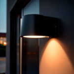Applique murale extérieure noire en aluminium, forme demi-cylindre, éclairage LED directionnel vers le bas