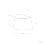 Applique murale extérieure en aluminium, corps conique avec base murale carrée, orientation vers le bas