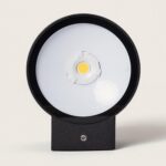 Applique murale extérieure noire en aluminium, diffuseur rond avec puce LED centrale et base murale carrée