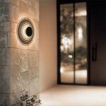 Applique murale extérieure ronde en aluminium anthracite à anneaux concentriques